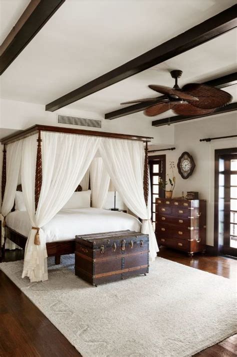 British Colonial Bedroom Complete With Paddle Fan Back In The Days Of