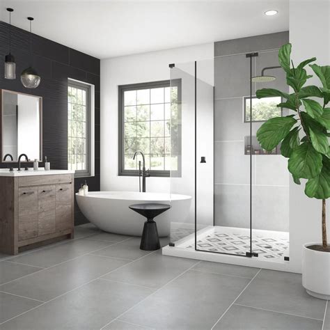 Concept Gray Porcelain Tile Bathroom Interior Design Bathroom