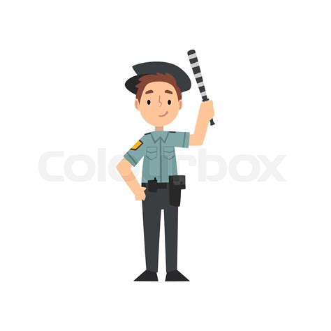Boy Police Officer Character Managing Road Traffic Traffic Policeman