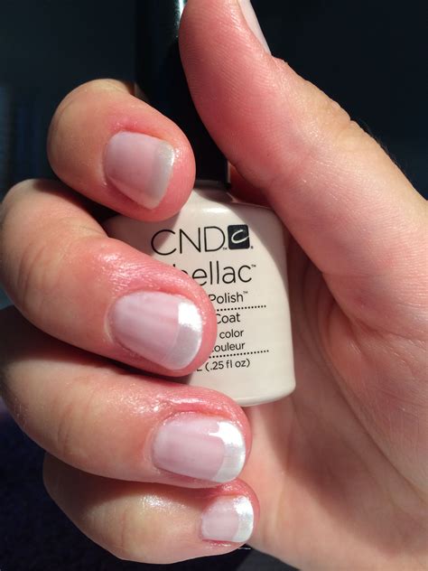 Cnd Shellac Romantique With Titanium Pearl Additive French Nails Cnd