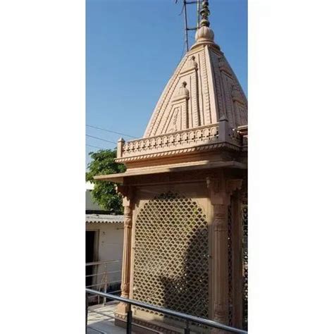 Polished Pink Stone Temple For Religious Places Size 10x10x24 Feet