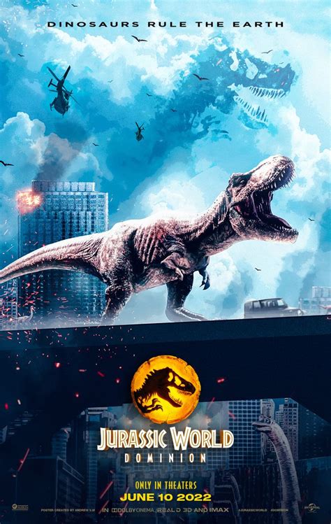 Jurassic World Dominion Poster T Rex City June 2022 Jurassic World