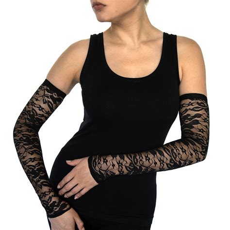 Lace Fashion Arm Sleeves In Stretch Black Lace Alta 8