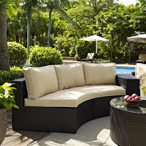 Michal Patio Sofa With Cushions Outdoor Wicker Seating Circular