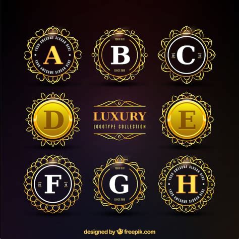 Free Vector Golden Luxury Circular Logo Collection