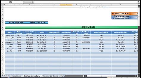 Plantilla En Excel Control De Cobro De Facturas Bs 1 Free Download