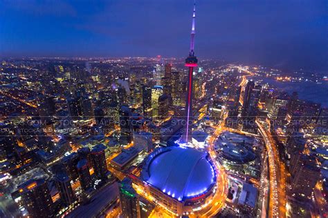 Aerial Photo Toronto City Skyline At Night