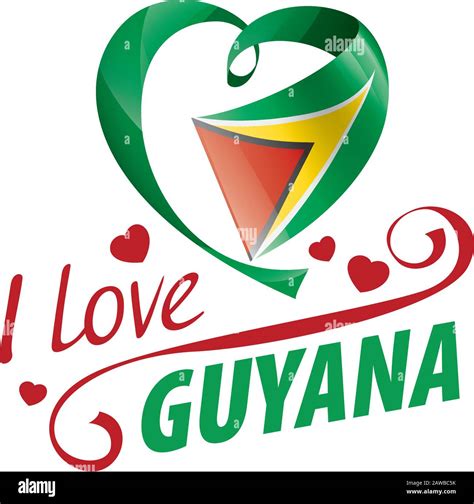 national flag of the guyana in the shape of a heart and the inscription i love guyana vector