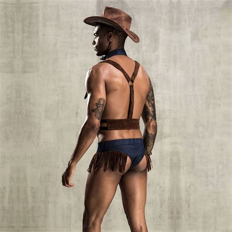Sexy Cowboy Cosplay Personality Denim Underwear Uniform Temptation Wild Tassel Men S Lingerie