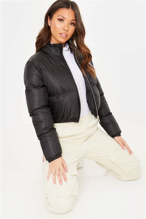 Black Cropped Puffer Jacket In The Style Ireland