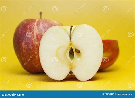 Red Apple With Cut Slices Stock Image Image Of Seasons 27278423