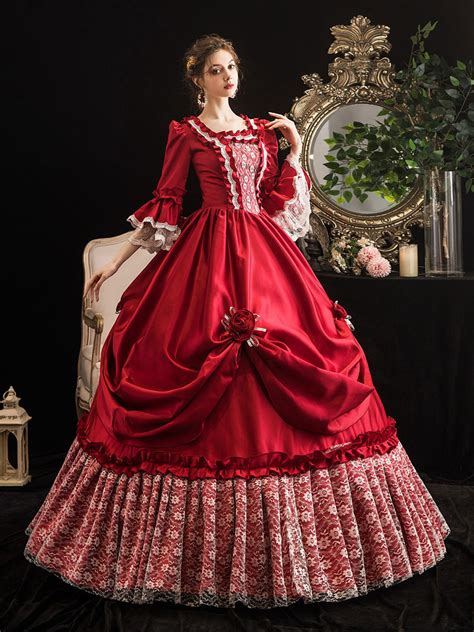 Halloween Kost M Rote Viktorianische Retro Kost Me Marie Antoinette Kost M Kleid Vintage