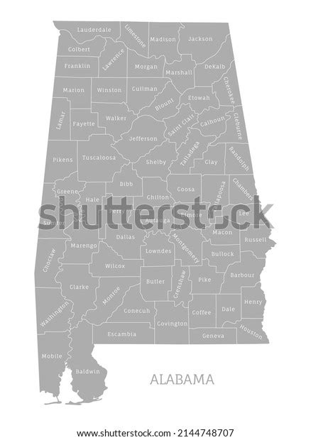 Highly Detailed Gray Map Alabama State Stock Vector Royalty Free