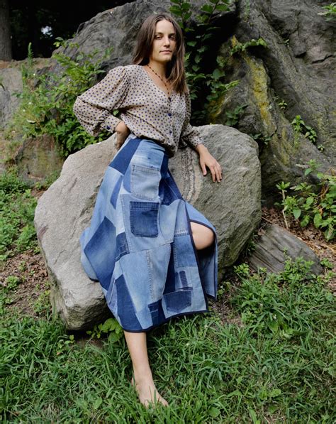 Daniela Denim Patchwork Wrap Skirt Nomad Vintage