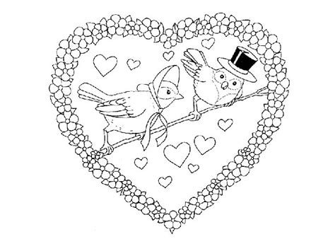 Heart Birds Coloring Page