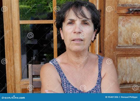 Portrait Of A Middle Aged Brunette Woman Stock Photo Image Of