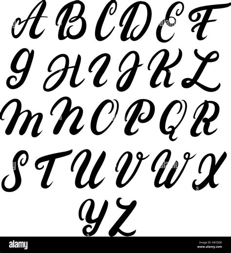 Hand Written Uppercase Alphabet Modern Brushed Lettering Black