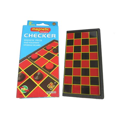 Travel Draughts Miniature Pocket Board Game Set With Custom Checkers