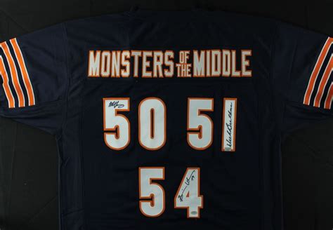 Brian Urlacher Mike Singletary And Dick Butkus Signed Monsters Of The Middle Bears Jersey