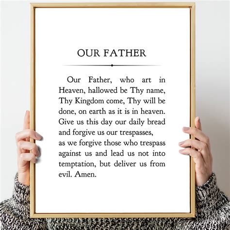 Our Father Prayer Printable The Lords Prayer Art Print Etsy