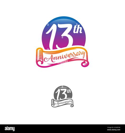 13 Years Anniversary Logo Template Isolated On White Black And White