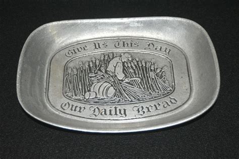 set of 2 pewter wilton rwp armetale give us this day our daily bread trays ebay