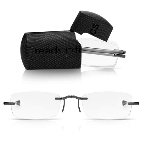 read optics compact folding rimless reading glasses