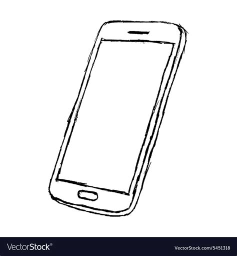 Handdrawn Sketch Mobile Phone Outlined Isolated Vector Image