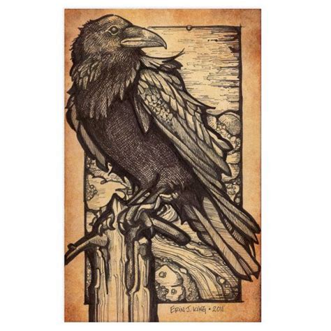 North American Raven Antique Style Print By On Etsy Art Crow Art