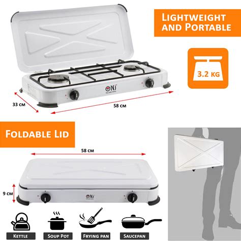 Portable Double Gas Stove 2 Burner Outdoor Camping Cooker Lpg 34kw