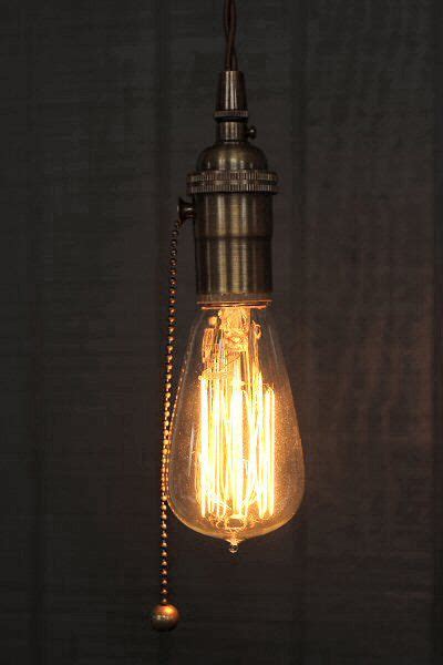 Ceiling light with pull chain pictures. Industrial Bare Bulb Pendant Light, Pull Chain Socket ...