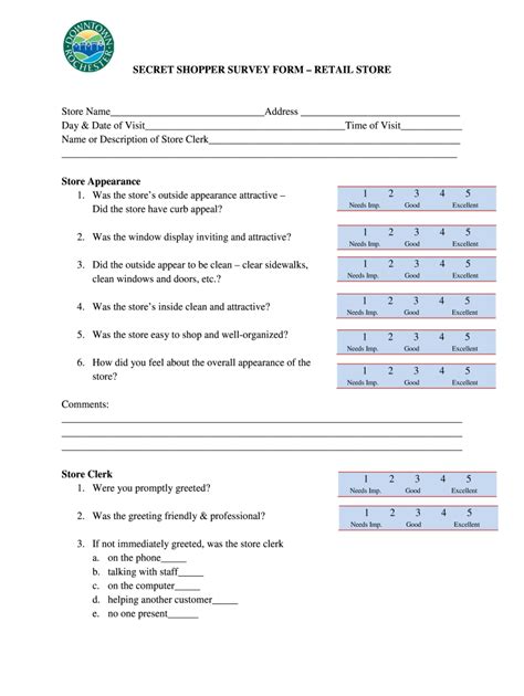 Shopper Form Retail Store Fill Online Printable Fillable Blank