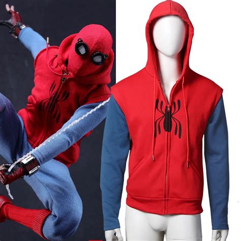 [stock] 2017 hot movie spider man homecoming hoodie coat jacket cosplay costume cotton sweater