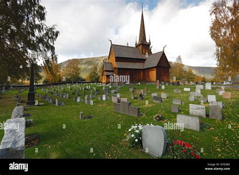 Stave Church Cemetery Lom Norway Stock Photo Alamy