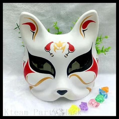 New Hand Painted Fox Mask Endulge Japanese Full Face Pvc Halloween