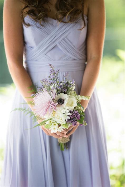 Soft Purple Wedding Bouquet And Lavender Bridesmaid Dress Deer Pearl