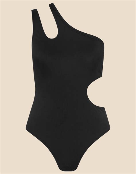 Cut Out One Shoulder Swimsuit Black Swimsuits Accessorize Uk
