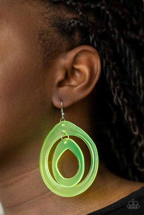 Show Your True Neons Yellow Acrylic Earrings Paparazzi 5 Jewelry