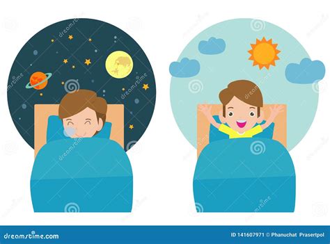 Illustrazione Di Vettore Del Bambino Che Dorme E Che Sveglia Bambino