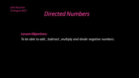 Directed Numbers Teaching Resources