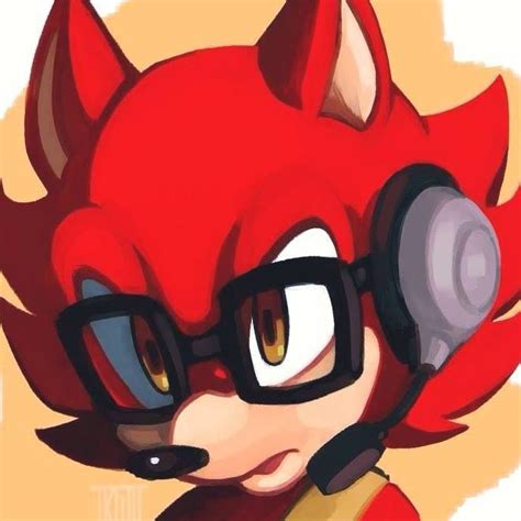 A Drawing Of A Red Sonic The Hedgehog Wearing Headphones