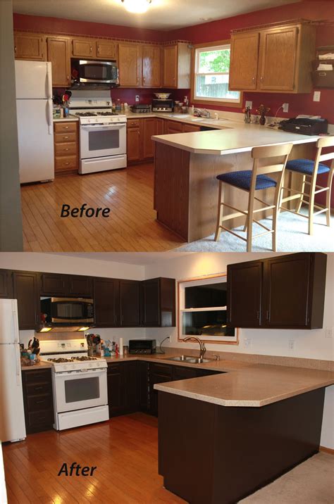 7 Pics Painting Dark Wood Cabinets Before And After And Description