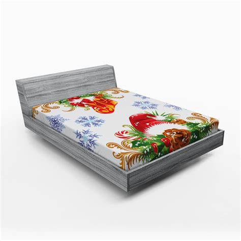 Christmas Fitted Sheet Classical Traditional Design With Stocking