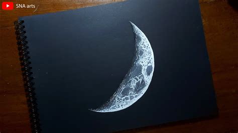Drawing Realistic Crescent Moon With Color Pencils First Time Using