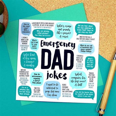 No matter how desperate we are that someday a funny birthday jokes, even those from the always optimistic jerry seinfield, add the most important ingredients to any birthday: Emergency Dad Jokes Card | Dad cards, Dad birthday card ...