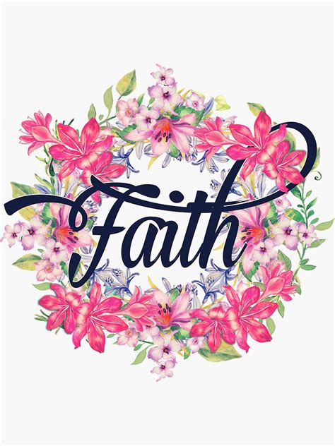 Faith Cool Girly Inspirational Floral Typography Sticker For Sale