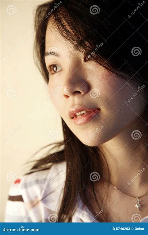 Cute Asian Girl Looking To The Side Stock Image Image Of Natural Positive 5746203
