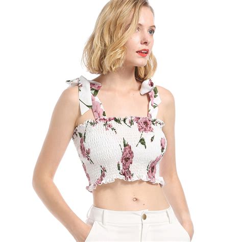 Women Summer Tops Flowers Embroidery Crop Top Sexy Short Tank Tops