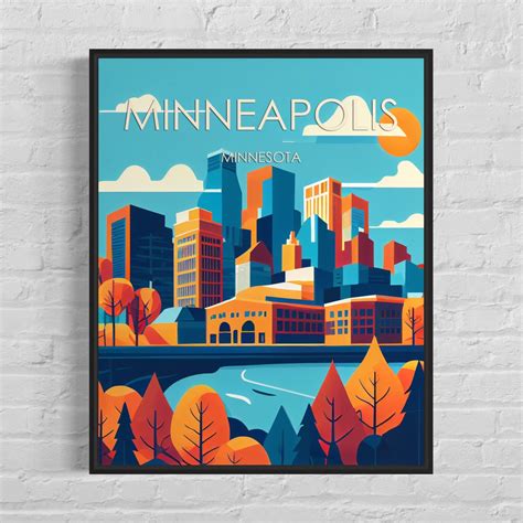 Minneapolis Retro Art Print Minneapolis Wall Art Illustration