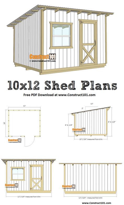 10x12 Lean To Shed Plans Free Pdf Download Material List Diy Step